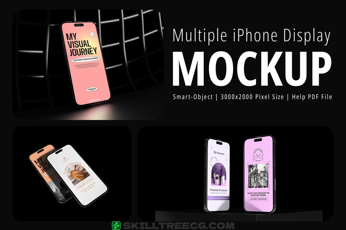 Multiple iPhone Display Mockup（593328）-技能树